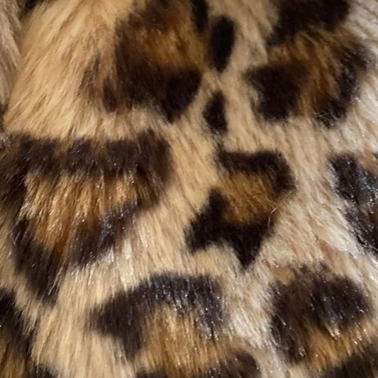 Leopard Faux Fur Midi Length Coat