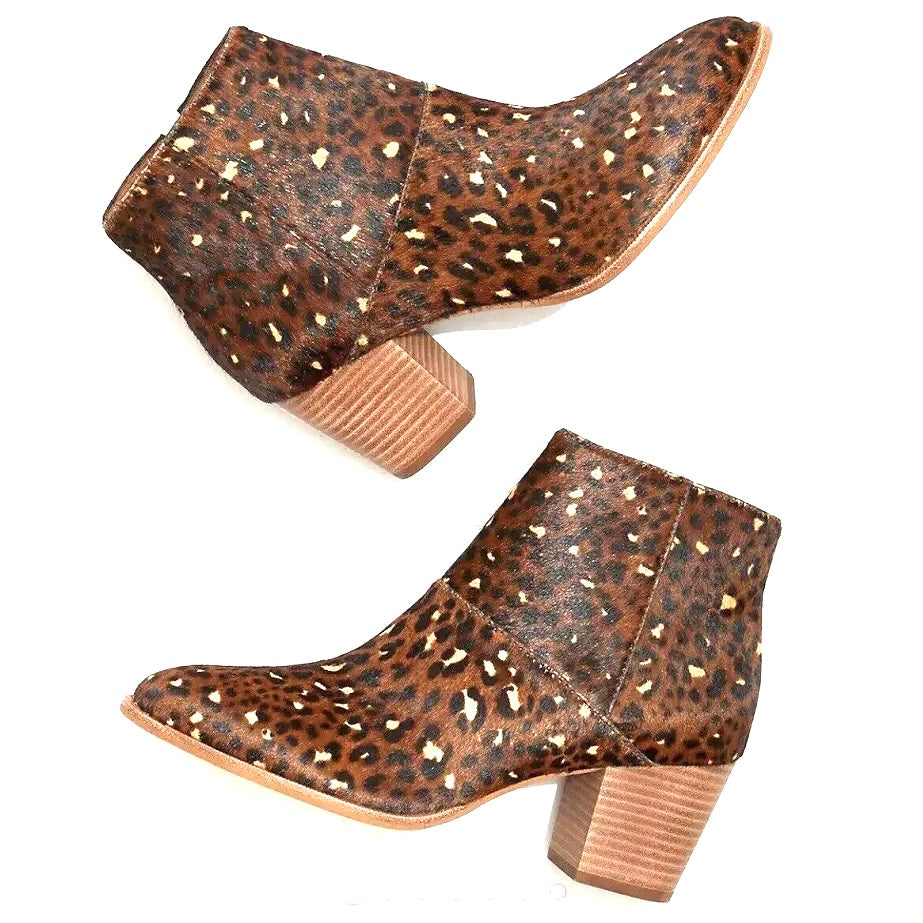 Madewell The Rosie Rich top Brown Multi Mini Leopard Calf Hair Ankle Boots Women’s 6