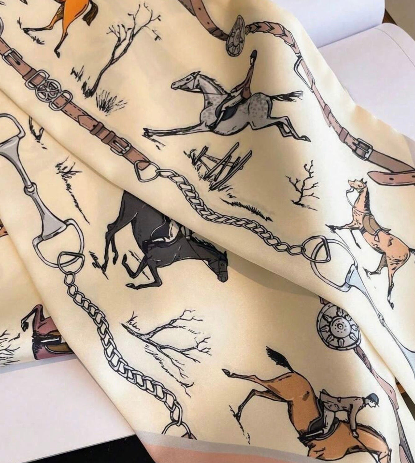 Silk Horse Print Scarf