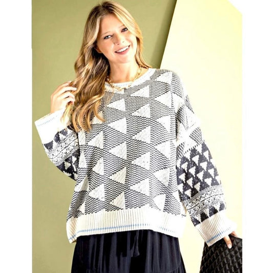 Easel Geometric knit sweater.