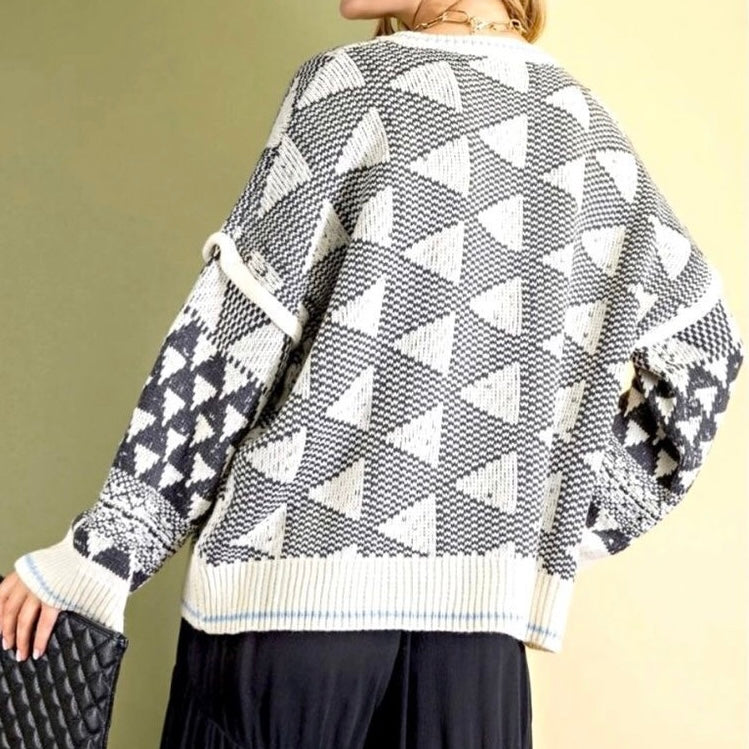 Easel Geometric knit sweater.