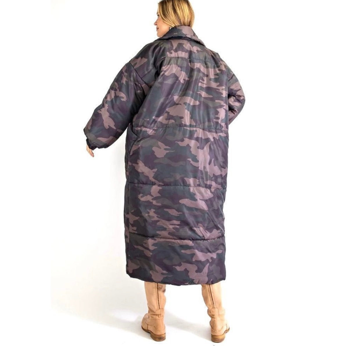 Easel Camouflage Long Puffer Coat