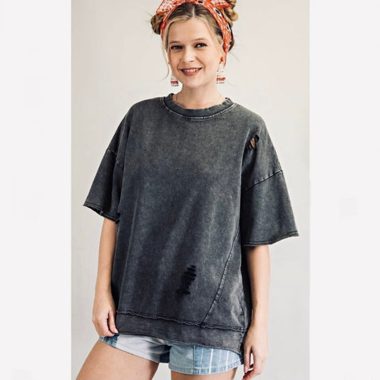 Easel Oversized Distress Tee Shirt